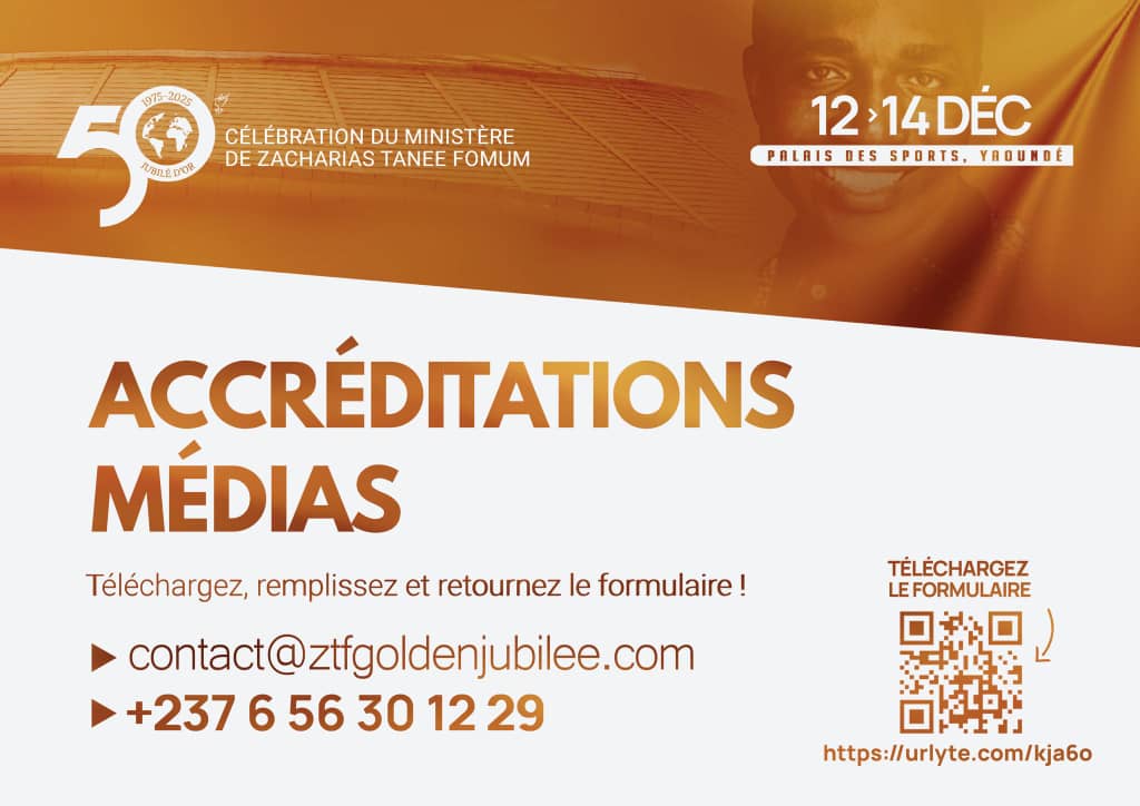 Accréditations médias pour la célébration du jubilé d'or du Ministère de Zacharias Tanee Fomum