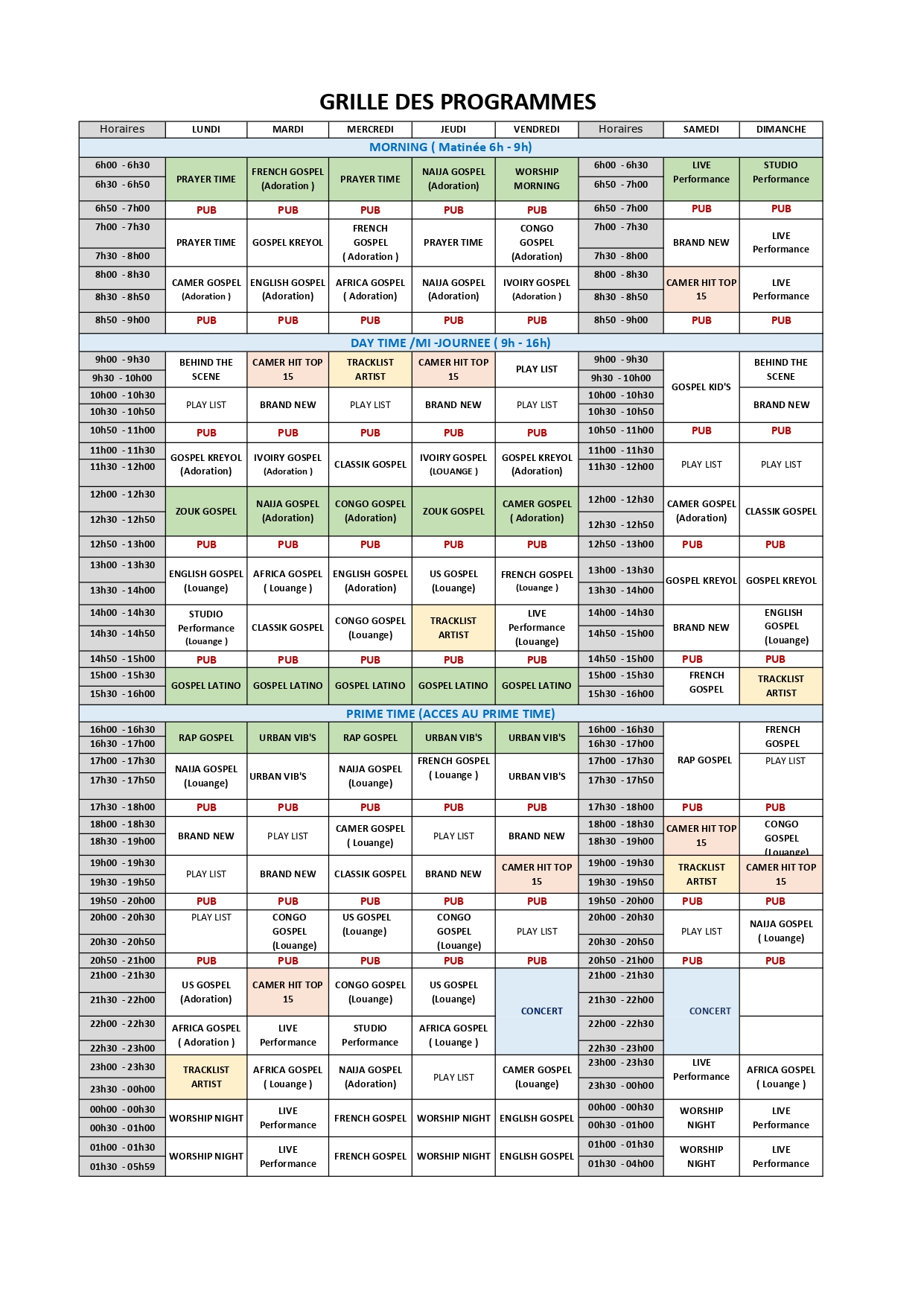 Goshen television program schedule