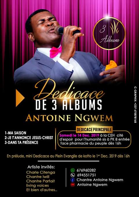 Chantre Antoine Ngwem en concert dédicace de ses 3 albums