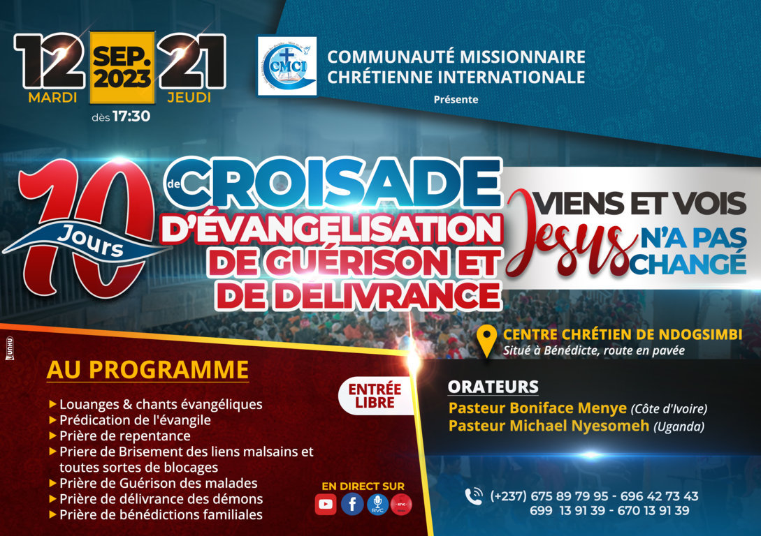 10 jours de croisade d'évangélisation, de guérison et de délivrance